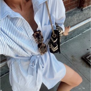 12th Tribe Lana Pinstripe Mini Dress